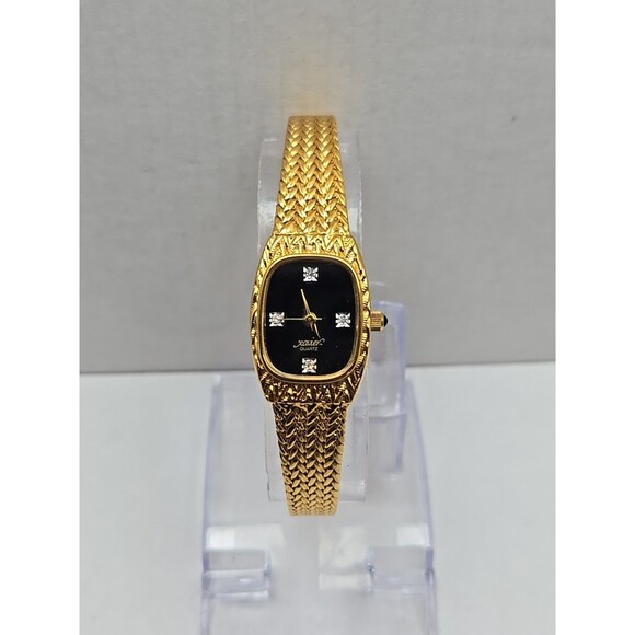 Xavier Womens Quartz Gold Tone Diamond Watch Basket Weave Bracelet New Battery - Picture 1 of 10